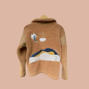 Handmade Small Landscape Pink Upcycled Unique Sustainable Stitched Applique